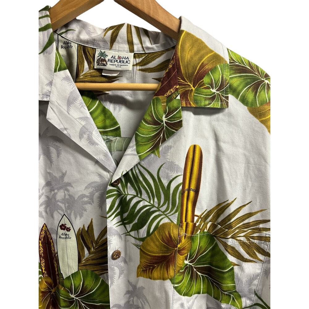 Vintage Aloha Republic Hawaiian Surfboards‎ ButtonUp Shirt Mens XL Made In USA